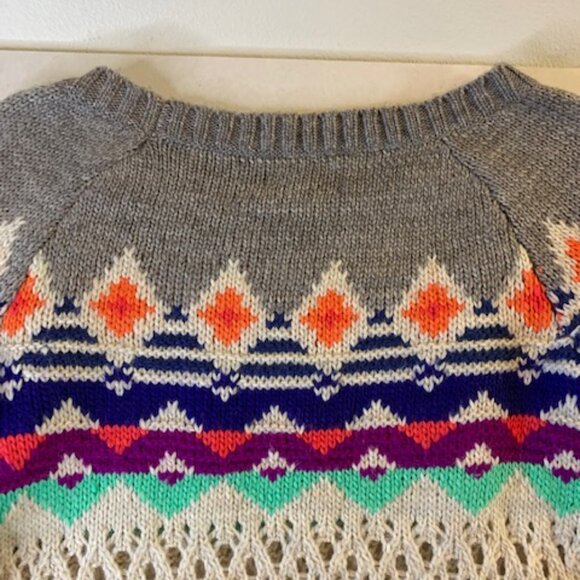 American Eagle Outfitters Sweater Size S Round Neck Acrylic Knit Cable Crochet - Picture 5 of 7